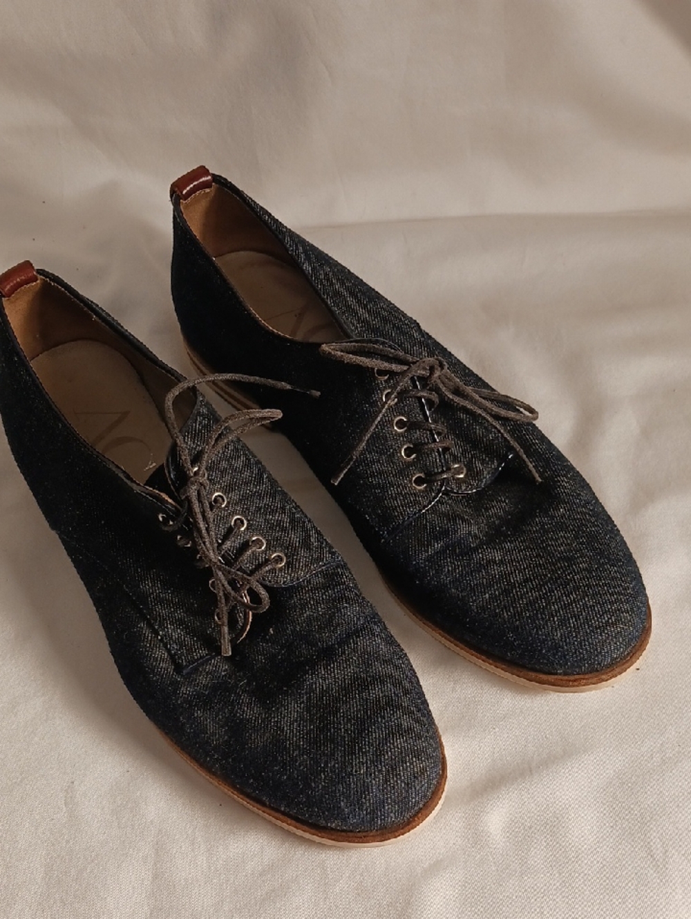 AGL Blue Denim Derby/Oxfords With Leather Trim, Made In Italy